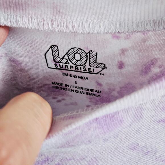 Lol Surprise Girls Size 5 Bon Bon Character Graphic Tee Shirt Purple Tie Dye - Picture 4 of 5